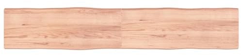 vidaXL Tischplatte, Holzplatte für Tisch Esstisch Couchtisch, Massivholzplatte Handgefertigt mit Baumkante, Ersatztischplatte Scharnierdesign, Hellbraun 220x40x(2-6) cm Massivholz Behandelt
