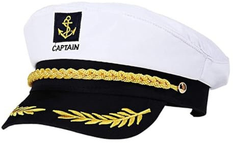 Kapitänsmütze für Erwachsene, Yacht, Boot, Schiff, Seemann, Marine, Admiral, Kostüm, Verstellbare Yacht Schiff Boot Marine Mütze,Damen Männer Erwachsene für Karneval Mottoparty Partys Cosplay,Weiß