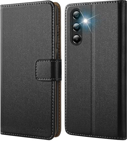 HOOMIL Cover MagFlip per Samsung Galaxy A15 4G/5G, [Squisita artigianalità] Premium Pelle Custodia - Nero