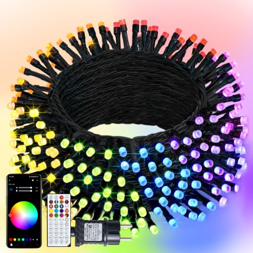 JMEXSUSS APP Controlled Color Changing Christmas Lights, 66ft 200 LED RGB String Lights Green Wire with Remote,Smart Christmas Tree Lights Plug in for Room Bedroom Party Indoor Outdoor Home Decor
