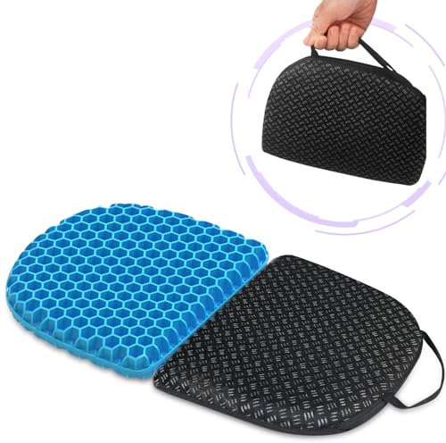masteymoh Small Foldable Seat Cushion 1 Inch Thick 14 x 9.6 Inches, Portable Gel Seat Cushion for Pressure Relief, Light Seat Cushion for Travel seat cushion, Foldable for Easier Storage