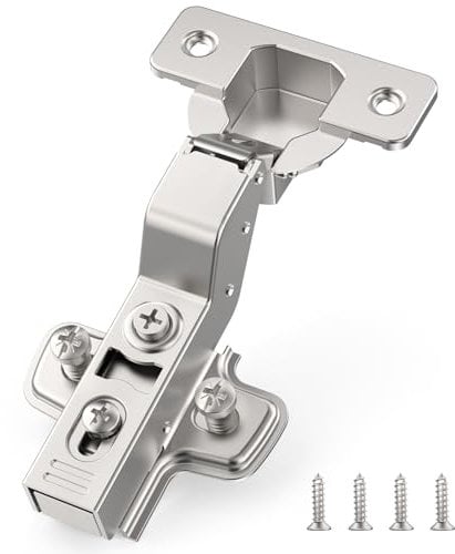 Furniware 2 Pack 3D Inset Soft Close Concealed Cabinet Hinge, Hidden Frameless Door, Stop at 45°-105°, Self Closing, Stain Nickel, Clip On, Euro Stainless Steel Hinges for Kitchen Cupboard