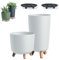 DIKEL 2X Macetero Redondo Gracia con Patas - Macetero para Interior y Exterior - Macetero - Macetero para balcón - Macetero Decorativo - DGTL200 + DGTL300L - 298x298x365mm - Blanco