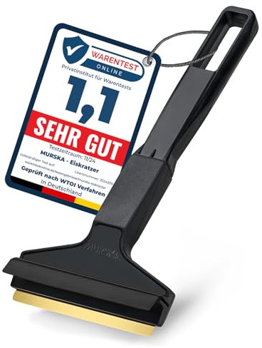 Eiskratzer Auto - Messing Scheibenkratzer Auto - schnell, mühelos & schonend - Premium HIPS - Murska mit Messingklinge & Gummilippe - effizienter & sicherer Schneekratzer Auto - aus Finnland Schwarz