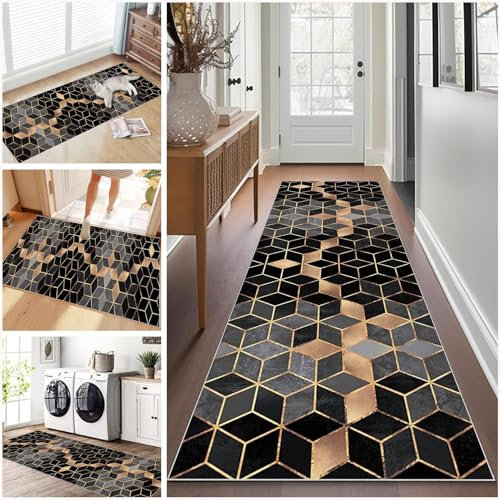 Teppich Läufer Flur Lang, Rutschfester Küchenläufer 40 x 180 cm Waschbar, Langläufer für Küche, Eingang, Wohnzimmer, Schlafzimmer, Korridor