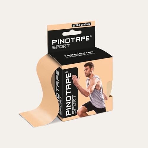 Pinotape Sport Kinesiologie Tape | 5 Meter x 5 cm | Wasserfestes Kinesiotape | Extra Stark | Hochwertiges, Elastisches Therapieband für Sport und Therapie | Light Peach/Pfirsich (1)