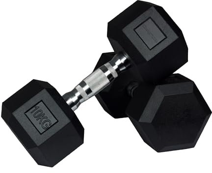 wuuhoo® Hexagon-Hanteln Dorian 2,5-27,5 kg Robuste, gummierte Gusseisen-Hanteln für Krafttraining zu Hause, ergonomischer Griff, perfekt fürs Homegym, auch als 2er-Set erhältlich 2 x 10 kg