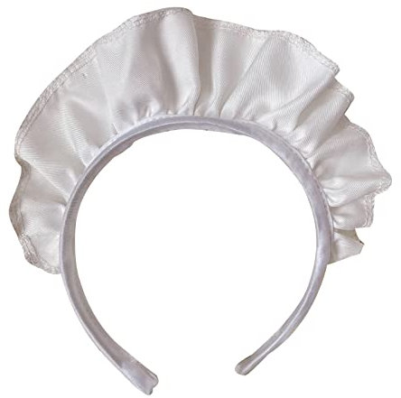 QUEENYARD Weißes Rüschen-Stirnband, Dienstmädchen-Haarreif, wunderschöner süßer Gothic-Kopfschmuck, Anime-Cosplay-Haarschmuck