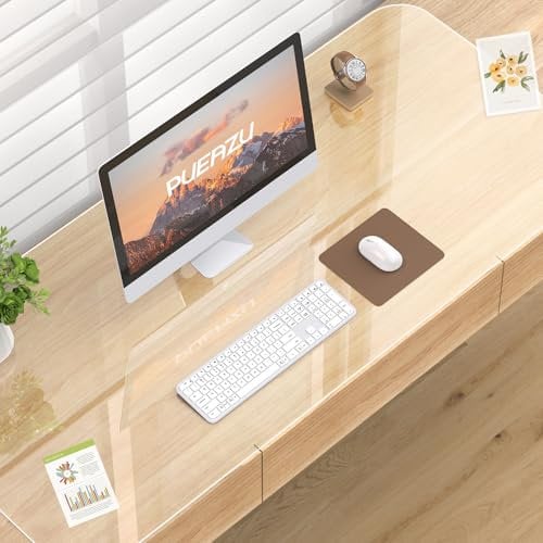 PUEAZU Schreibtischmatte Klare, 120x60x0,15cm Groß Transparent Schreibtischauflage Durchsichtige PVC Schreibtischunterlage Rutschfest Wasserdichte Tischunterlage Kinder Tisch-Schutz für Büro Zuhause