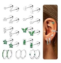MILACOLATO 11 Paar Ohrringe Gold Set Ohrstecker Gold Kleinfür Damen 18K Vergoldeter Wasserfest Hypoallergene Gesundheitsstecker Ohrringe Creolen Gold Silber Klein Damen Helix Piercings Ohr Gold-S