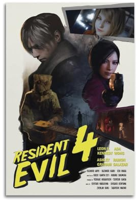RUINOSAU Filmposter Resident Evil 4 Remake auf Leinwand, Wandkunst, Dekor für Schlafzimmer, Wohnzimmer, moderne Wanddekoration, Geschenk, 30 x 45 cm, ungerahmter Stil