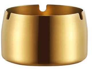 Cendrier rond durable en acier inoxydable résistant aux hautes températures - Cendrier de bureau - Accessoires pour fumeurs (doré)