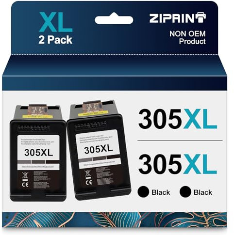 ZIPRINT 305XL 305 XL Schwarz Patronen Kompatibel für HP 305 Druckerpatronen Schwarz für Envy 6000 6020e 6030e 6040e 6032e 6400 6420e HP DeskJet 2700 2720e 4120e (2 Schwarz)