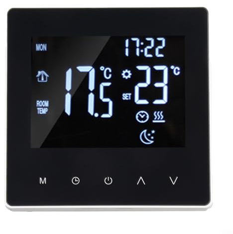 Digitales programmierbares WLAN-Smart-Thermostat mit LCD-Touchscreen-Display, Heimtemperaturregler für Fußbodenheizung, mit Raumsensor, App-Fernbedienung, Wochenplan-Sperrfunktion (weiß)