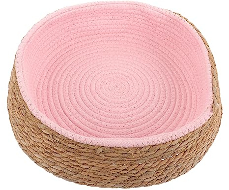 LIGHTAOTAO Small Dog and Cat Sleeping Bed round Willow Woven Cushion Sturdy Lightweight Indoor Pet Nest Comfortable Resting Mat