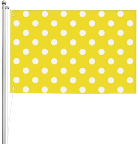 Pois bianchi gialli,Bandiera da giardino, bandiera decorativa da cortile, bandiera bifacciale, 2x3 piedi, per esterni e interni