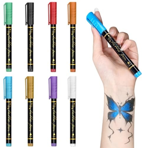 YUVKIN 8PCS Temporäre Tattoo Markers for Skin, Tattoo stifte für die haut Body Markers for Kids and Adults