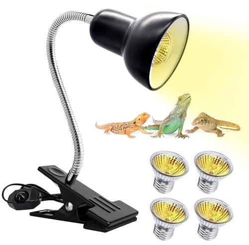 PORFOYO Wärmelampe Schildkröten, Terrarium Lampe Reptilien Wärmelampe mit 2 Reptilien Heizlampe, Wärmelampes Terrarium mit Metall Schwenkklemme für Schildkröte Eidechse