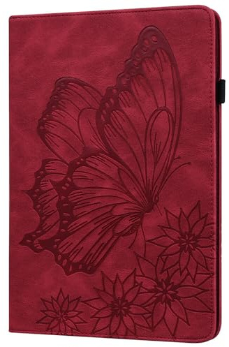 Compatible avec iPad Pro 9.7 (2016) (couleur : rouge) motif papillon cuir flip back case cover