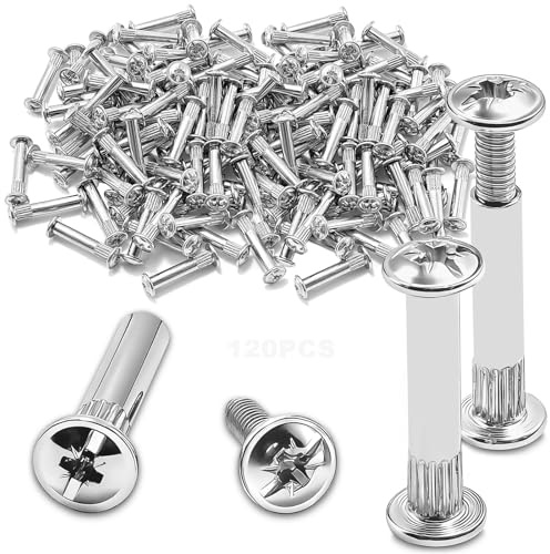 Yonality 120 Stück M5 x 25mm Verbindungsschrauben, Hülsenschrauben, Möbelverbinder Schrankverbinder Schrauben, für Schränken, Schränken, Holzbret, Schlüsselloch, Schrank, Schubladen