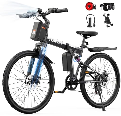 VARUN E-Bike Klapprad 26 Zoll mit Vollfederung, 48V Akku, 80 km Reichweite | 7-Gang, LCD mit 5 PAS, Elektrofahrrad für Herren Damen für Pendler & Gelände