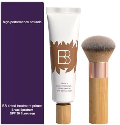 BB Blur Getönte Feuchtigkeitscreme, SPF 30, BB Cream Tint Primer mit Pinsel | Feuchtigkeitslotion für Frauen, Spendet Feuchtigkeit und Glättet die Haut, Mittlere Deckkraft, Breitband-Sonne