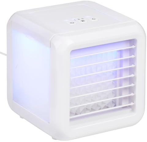 Lifetime Air Mini Air Cooler - Mobile Klimaanlage ohne Abluftschlauch Ventilator mit Wasserkühlung - Luftbefeuchter Lüfter 3 Stufen mit 2 Kühlelementen - 16 x 16 x 16,5 cm
