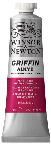 Winsor & Newton 1914468 Griffin 37ml Alkyd Fast Drying Oil Colour Tube - Permanent Alizarin Crimson