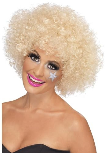 Smiffys 70s Funky Afro Wig, Blonde 120g, 1970's Disco Fancy Dress, 1970s Dress Up Wigs