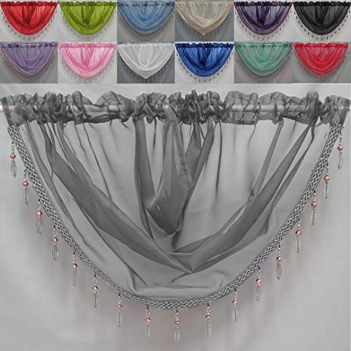 John Aird Crystal Beaded Voile Curtain Swag (Silver)
