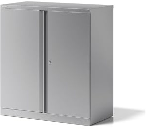 BISLEY Flügeltürenschrank Essentials mit 1 Fachboden für 2 Ordnerhöhen, Metall, 355 Silber, 47 x 91.4 x 100 cm