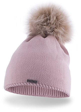 PaMaMi Slouch Beanie für Damen 17504 | warme Strickmütze mit Bommel | gestrickte Bommelmütze | Fellbommel Mütze für Winter | weiche Wintermütze | Farbenauswahl, Rosa, Universal
