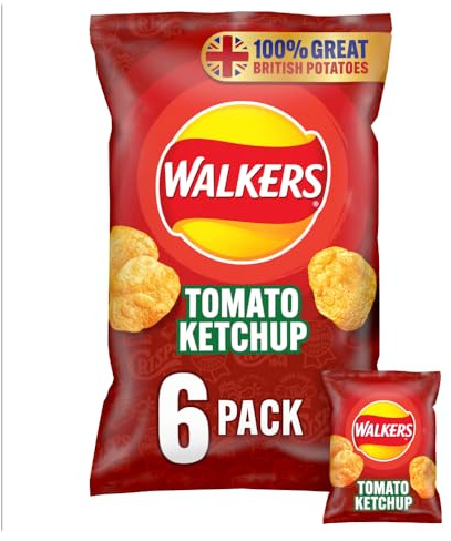 Walkers Tomato Ketchup Multipack Crisps 6 X 25 G (Case Of 18)