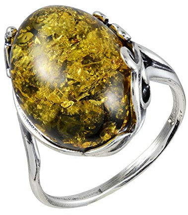 HolidayGiftShops Sterling Silber und Baltischer Grüner Bernstein Ring Dana Größe: 5.5