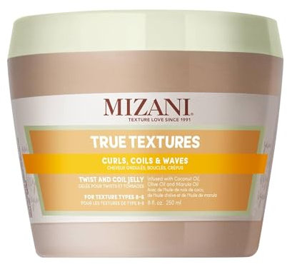 Mizani Gelée Pour Twist et Torsades, Pour Définir vos Boucles, Aux Huiles de Coco, d'Olive et de Marula pour des Cheveux Doux et Lisses,True Textures Twist and Coil Jelly, 250 ml