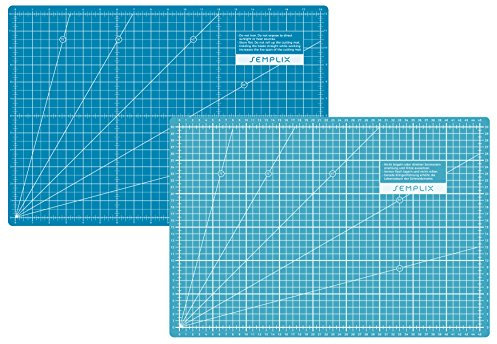 SEMPLIX Selbstheilende Schneidematte A0-A4 - Grün, Rosa, Grau, Türkis, Lila - Ideal fürs Basteln, Nähen & Patchworken - Beidseitig Bedruckt - Vorderseite cm Rückseite inch Bemaßung (Türkis-Petrol, A3)