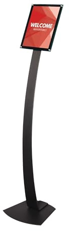 Deflecto Contemporary A4 Floor Sign Holder - Black - Adjustable Portrait & Landscape Display