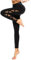 romansong Damen Mesh Leggings Yoga Hose mit Tasche, Nicht durchsichtig, Capri hohe Taille Bauchkontrolle 4-Wege-Stretch - Schwarz - Klein