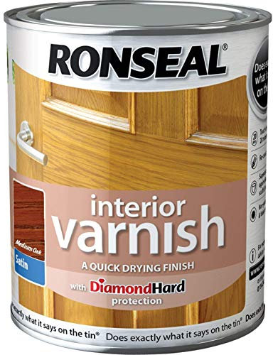 2X250ml Quick Dry Satin Interior Varnish - Medium Oak