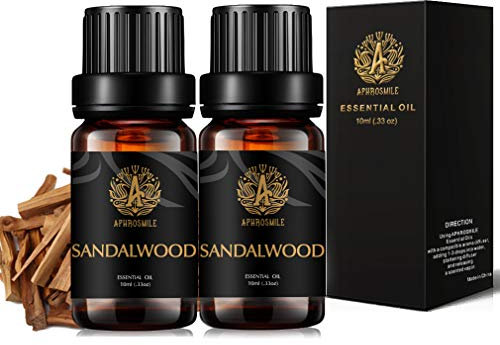 Aromatherapie-ätherische Öle, 100 % reines und therapeutisches Sandelholz, ätherische Öle, Duft-Set für Diffusor, Luftbefeuchter, Massage, 2 x 10 ml Sandelholz-Aromatherapie, ätherische Öle,
