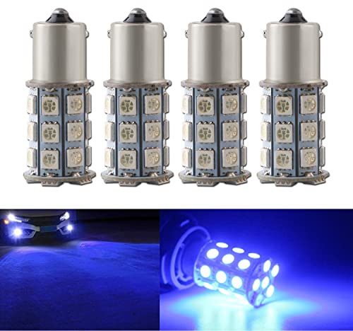 Qasim 4x 1156 BA15S LED Car Bulbs P21W 1141 5050 27-SMD For Car front rear Turn Signal Light Brake Parking light Blue
