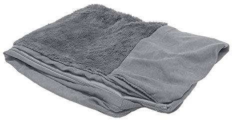 Furhaven Pet Dog Bed | Ultra Plush Faux Fur & Suede Traditional Sofa-Style Living Room Couch Pet Bed Replacement Cover for Dogs & Cats, Gray, Medium