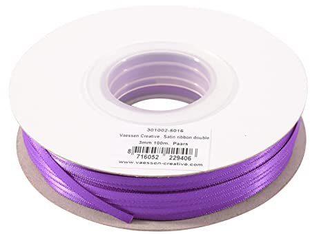 Vaessen Creative 301002-5016, Lila, Satinband, 3 mm x 100 m Doppelsatinband, Schleifenband, Dekoband, Geschenkband, Stoffband für Hochzeit, Taufe und Geburtstagsgeschenke, Satin, 3MM, meter