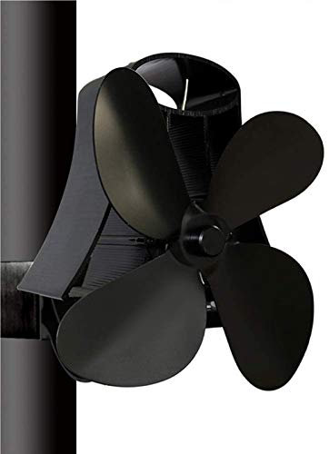 WRMING Wohnzimmer kaminventilator Ohne Strom für Ofenrohr Küche Ofenventilator Geräuscharmer Betrieb Hitzebetrieben Stromloser Ventilator für Holzofen Kamin,Schwarz