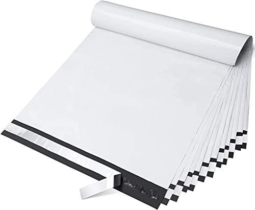 Wanxida 100 Stück Versandbeutel Plastik Versandtaschen, Kunststoff Selbstklebend Versandtüten aus Plastik für Kleidung und Textilien, Weiße(30x40+5cm)
