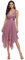 Ever-Pretty Robe de Soirée Asymétrique au Genou Femme Double Col-V sans Manche en Dentelle Mousseline de Soie Orchidée 42