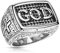 Paula & Fritz® Ring Herren GOD Kreuz 316L Chirurgenstahl Größe 64 (20,4) Silber Herren-Ring Partnerring Ehering Religion Gott Siegelring Motiv Damen