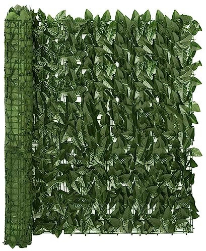 vidaXL Ecran de Balcon avec Feuilles Clôture de Balcon Brise-Vent Ecran d'Intimité Ecran de Protection Jardin Terrasse Extérieur Vert Foncé 300x100 cm