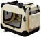 Faltbare Hundetransportbox – Leichte & Robuste Hundetasche für Reisen, Autos & Flugzeuge, Komfortable Hundebox für Hunde & Katzen, Tragbare Kleintiertasche mit Belüftung (Beige, (S) 50x34x36 cm)