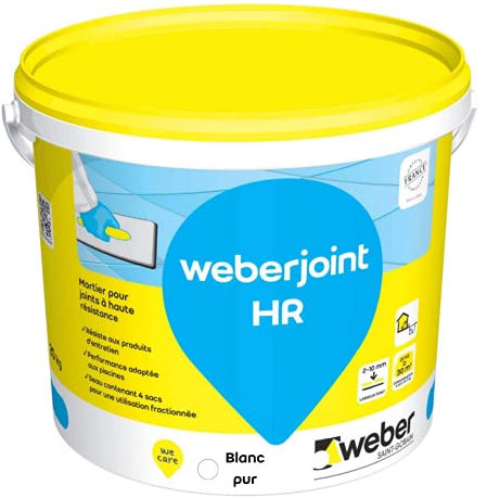 Junta de baldosas adecuada piscina,20kg, blanco puro, alta resistencia, WEBERJOINT HR, WEBER